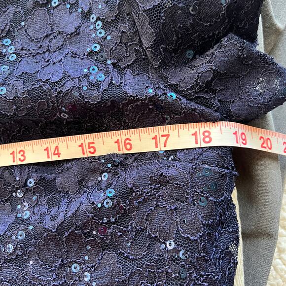 R & M Richards Black Lace Overlay Evening Gown 10 - Picture 12 of 13